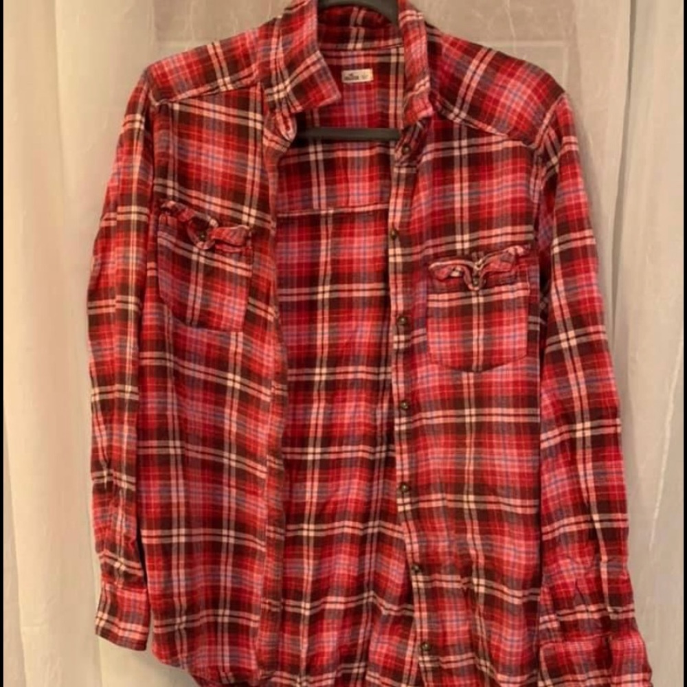 ‼️SOLD‼️ Hollister Long Sleeve Plaid Shirt Size L - Picture 3 of 3